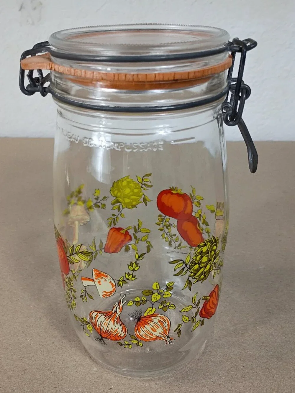 Vintage Arc - France Hinged Glass Canister Spice of Life Mushroom